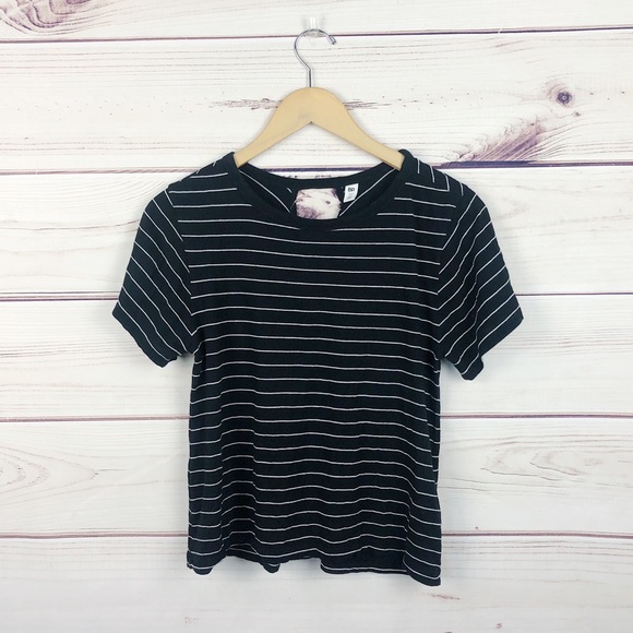 BP Black Striped Twisted Back Casual Tee Sz XS - Picture 3 of 6